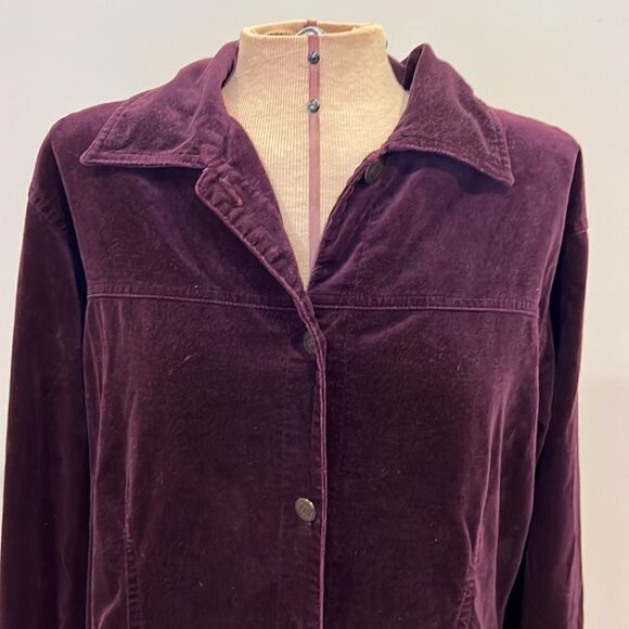 Bill Blass Jeans Purple Velvet Button Down - Size Medium - Picture 1 of 15